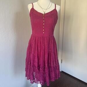 Berry Pink Juicy Couture Lace dress with gold buttons